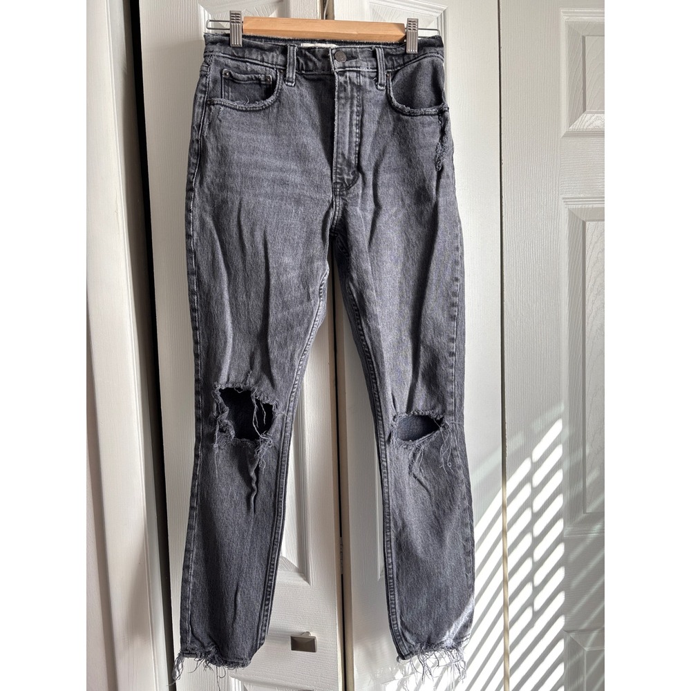 Abercrombie & Fitch High-Rise Distressed Skinny Jeans Size 27 (US 4) Gray Wash